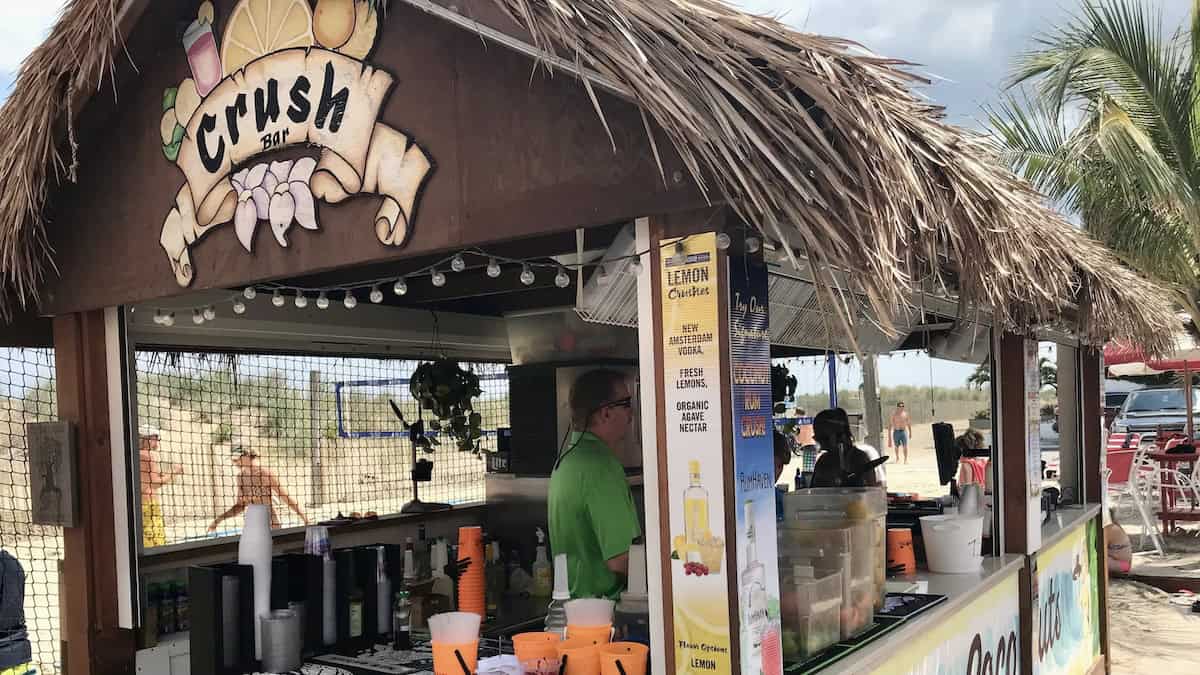 Crush Bar tiki bar at Coconuts Beach Bar happy hour Ocean City Maryland