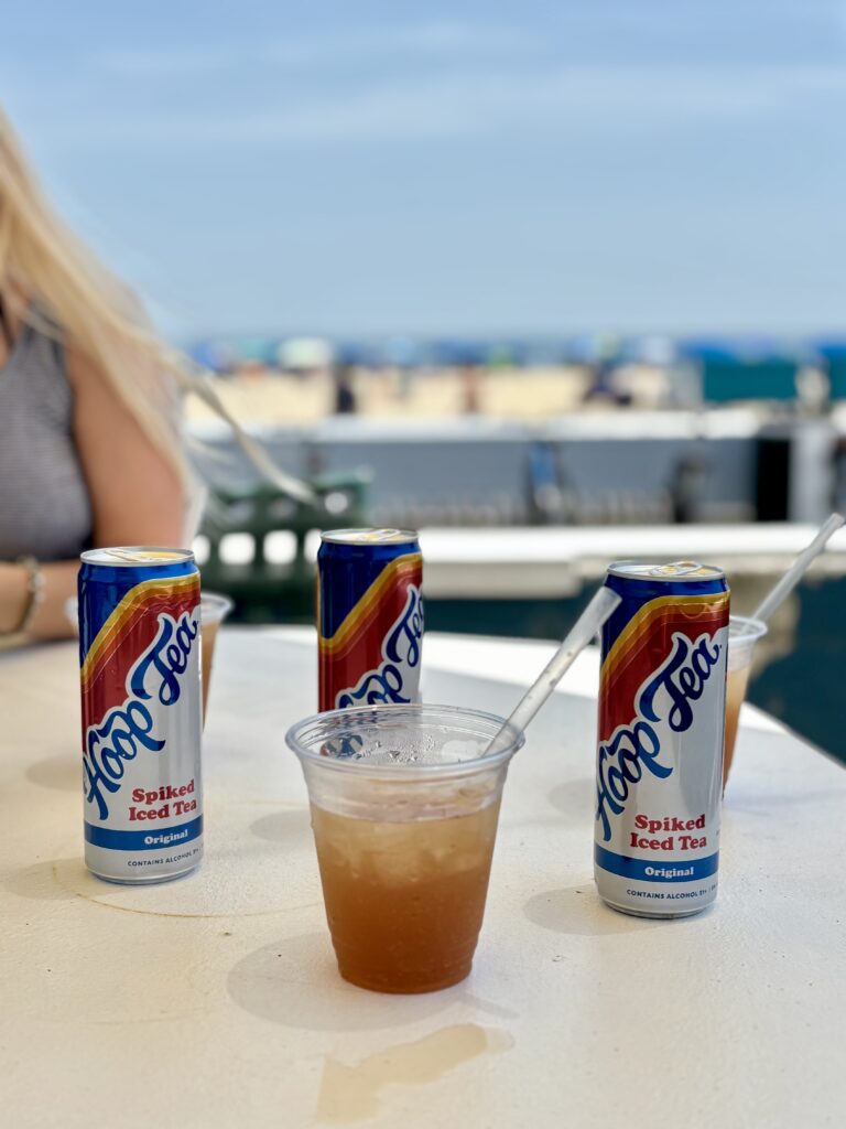 Ocean side Hoop Tea drinks on the beach in Ocean City Maryland