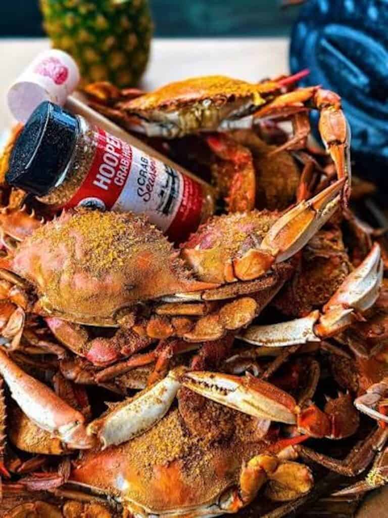 Steamed Maryland blue crabs served at Hoopers Crab House in Ocean City, Maryland