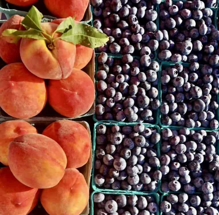 Fresh peaches and blueberries at Bennett Orchards near Ocean City, Maryland