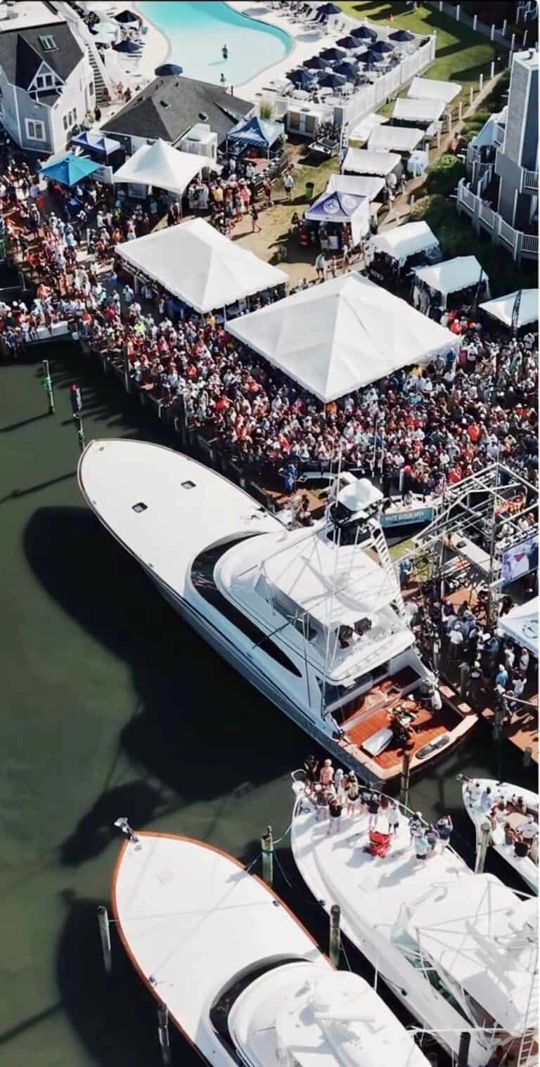Bayside festival crowd at Marlin Fest during White Marlin Open week in Ocean City, Maryland